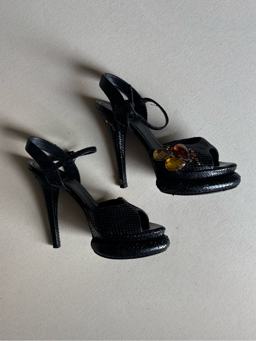 FENDI Python Bubble Platform Heels with Custom Gem Embellishments -40 - Picture 3 of 10